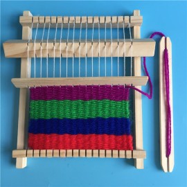 Kids Children Hand Knitting Toy Operational Ability Mini Weaving Machine DIY Wooden Loom With Accessories Science Toys