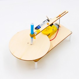Kids Fun Wooden DIY Assembled Electric Plotter Model Kit Creative Drawing Robot Physics Scientific Experiment Educational Toy