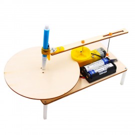 Kids Fun Wooden DIY Assembled Electric Plotter Model Kit Creative Drawing Robot Physics Scientific Experiment Educational Toy