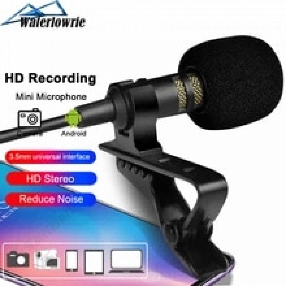 Lavalie Microphone 3.5mm Jack Tie Clip Microphones USB Audio lapel Mic for iPhone Android mobile phone Camera PC Computer Laptop