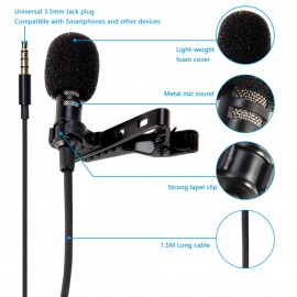 Lavalie Microphone 3.5mm Jack Tie Clip Microphones USB Audio lapel Mic for iPhone Android mobile phone Camera PC Computer Laptop