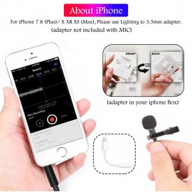 Lavalie Microphone 3.5mm Jack Tie Clip Microphones USB Audio lapel Mic for iPhone Android mobile phone Camera PC Computer Laptop