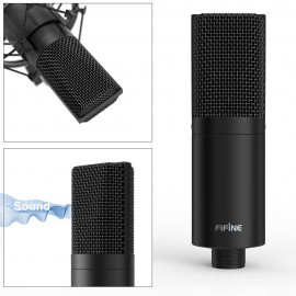 Fifine USB PC Condenser Microphone with Adjustable desktop mic arm shock mount for  Studio Recording Vocals  Voice, YouTube