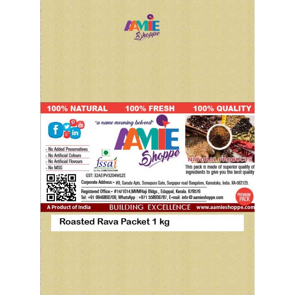 Aamie Roasted Rava 500 Gm-Semolina